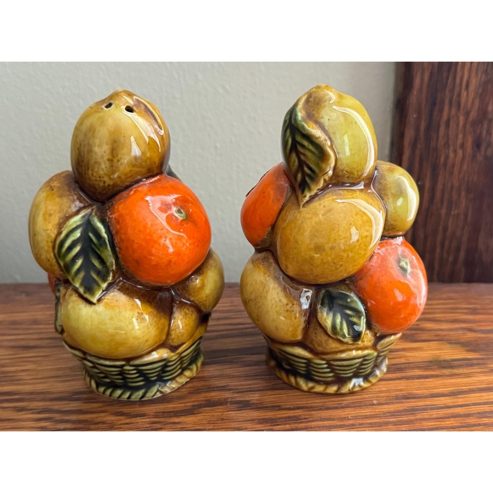 Vintage Inarco Orange Spice Ceramic Salt and Pepper Shakers